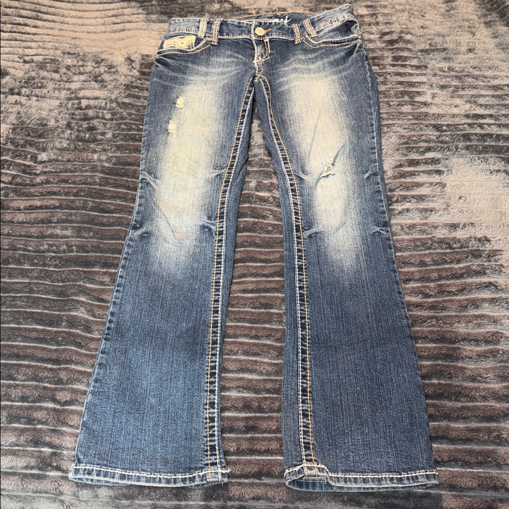Maurices Women's Distressed Flare Jeans - Blue